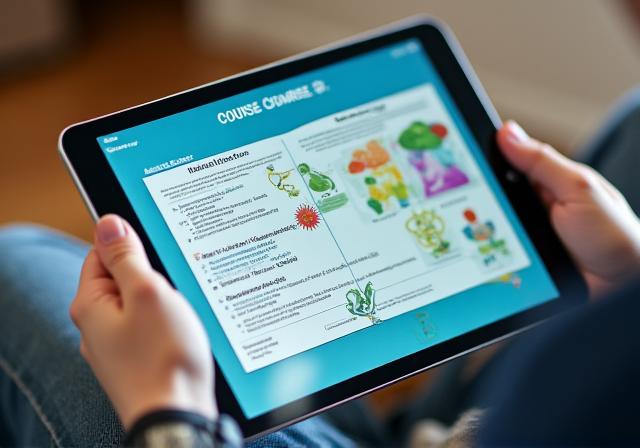 Exemple d'un module de cours de biologie interactif sur une tablette.